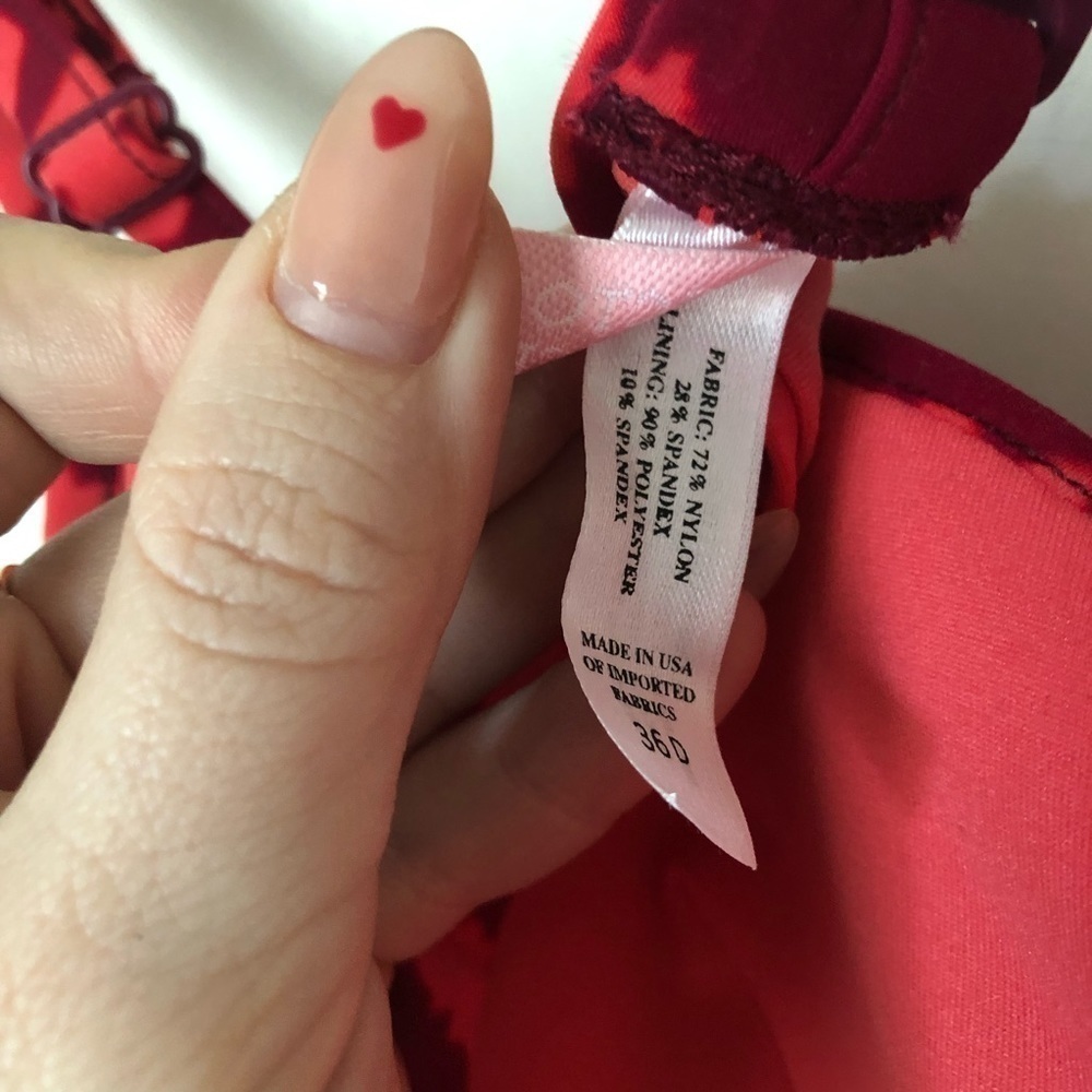 Victoria's Secret Vintage Y2K Underwire Red Pink Tie Dye Bikini Top 36D - Picture 4 of 5